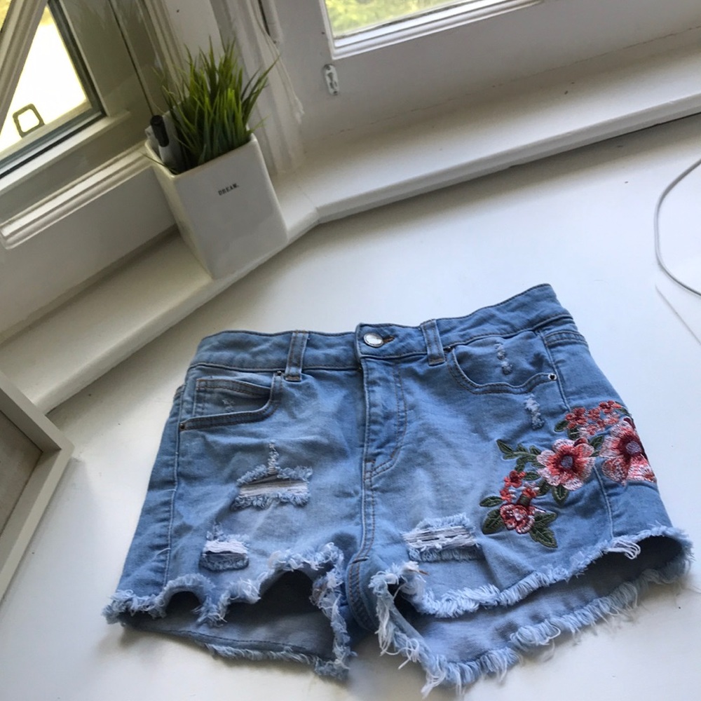 Stitches jean shorts